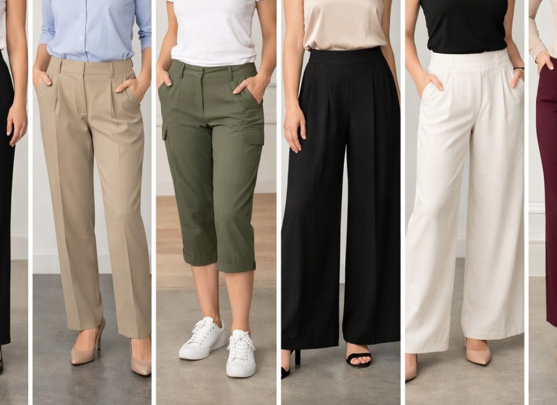 prikaz 4 žene u različitim modelima pantalona