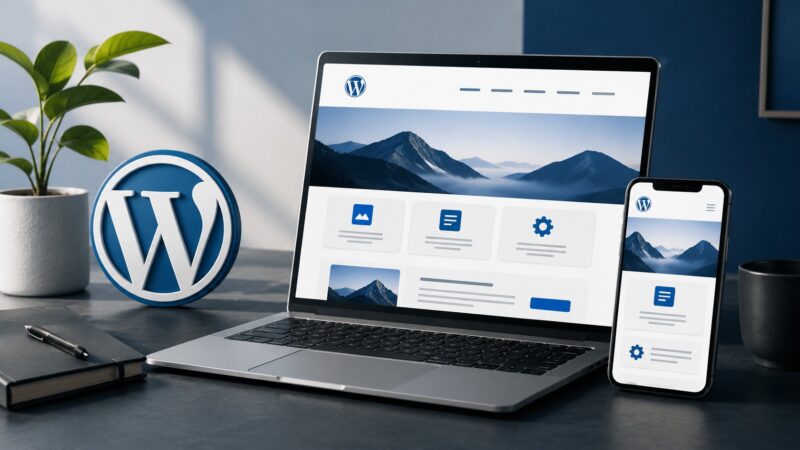 WordPress sajt prikazan na laptopu i mobilnom telefonu kao primer modernog web rešenja.